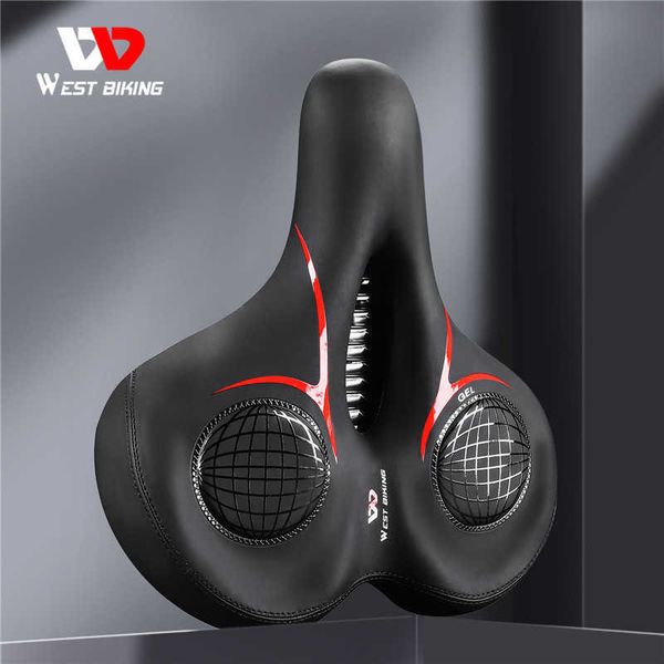 Saddles West ciclismo ergonômico Gel Bicycle Saddle Soft Widlen Cushion Cushion Longa distância Mtb Road Bike Seat de ciclismo confortável 0131