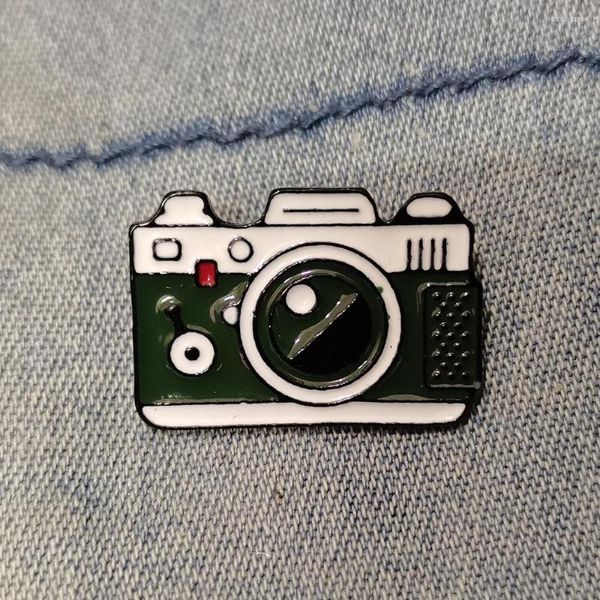 Broschen Vintage Schwarz Weiß Abzeichen Kamera Emaille Pin Benutzerdefinierte Brosche Tasche Kleidung Revers Outdoor Pografie Schmuck Geschenk