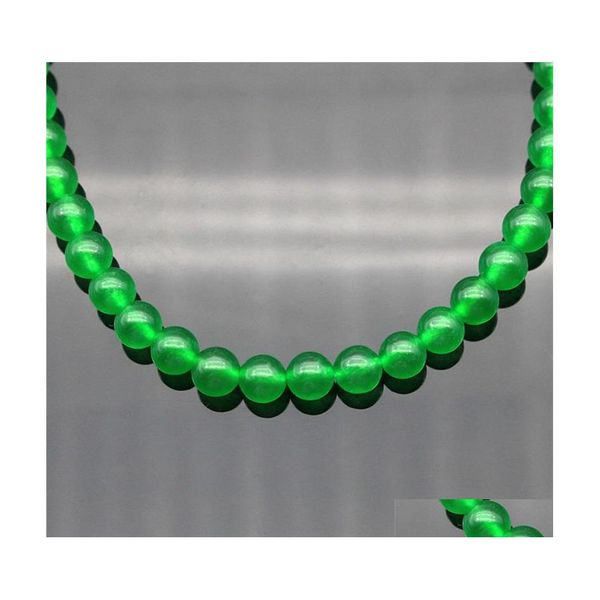 Collane con perline Moda Donna Naturale 8mm Giada verde Rotonda Perline Collana con perline 50 Lungo 846 Q2 Pendenti con gioielli a goccia Dh9Lm