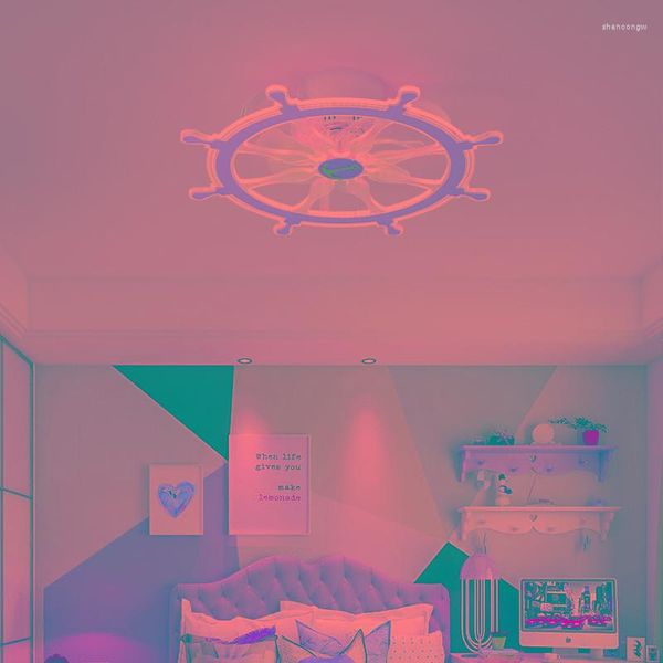 Lampadari Lampadario a timone creativo nordico con ventola Semplicità Lampada rosa blu per la camera dei bambini Studio Decorazione della casa Interni