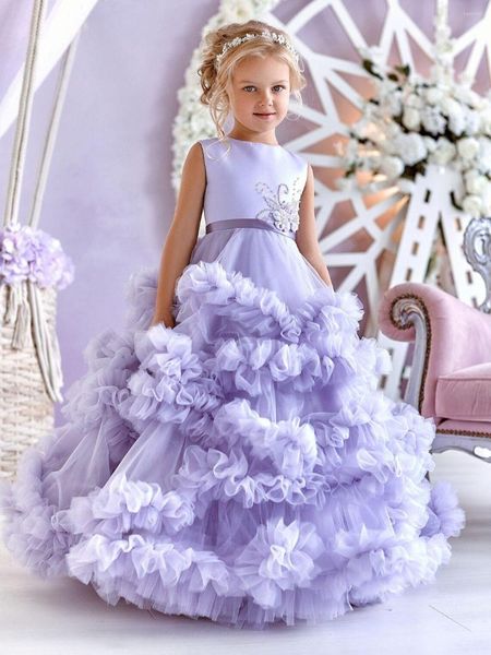 Vestidos de menina trem de flores de lavanda de lava