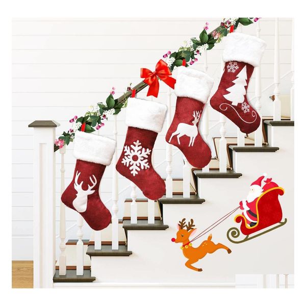 Weihnachtsdekorationen Geschenk Socken Taschen Kinder Süßigkeiten Aufbewahrung Handtasche Home Decor Weihnachten Kleine Partybevorzugungen Verpackungsbeutel Wy1401 Drop D Dhta3