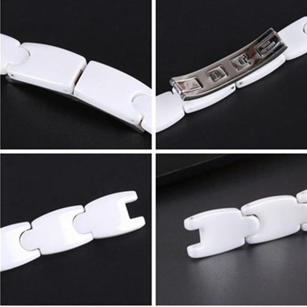 Uhrenarmbänder 9 x 4 mm Keramik-konkave Schnittstelle Armband Damenarmband Kleine Armbanduhren Band Weißer Gürtel Wasserdichtes Armband