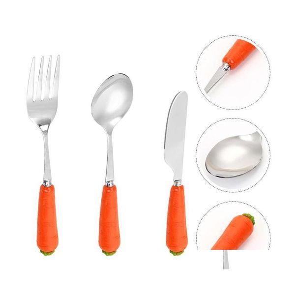 Столовые наборы 1 Set/3pcs Kids Fork Spoon Cutter Kit Kit Lovely Handle Dearware Set Show