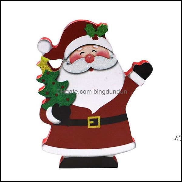 Decorazioni natalizie Legno Natale Neve Lettera Ornamenti da tavolo Allegra Festa Decor Regali per la casa Desktop Vecchio uomo pupazzo di neve Stampa Paf12023 Dr Otif2