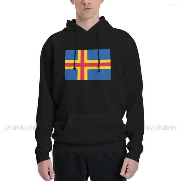 Moletons Masculinos Flag Of The Aland Islands Moletom Casal Engraçado Moletom Pulôver Algodão Purificado Presente Moletom Com Capuz