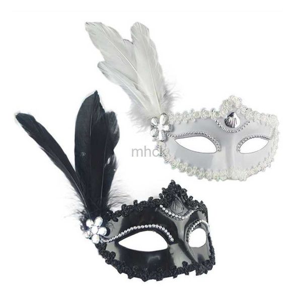 Party Masken Sexy Diamant Venezianische Maske Venedig Feder Blume Hochzeit Karneval Party Leistung Schwarz Weiß Kostüm Dame Cosplay Maskerade HKD230801