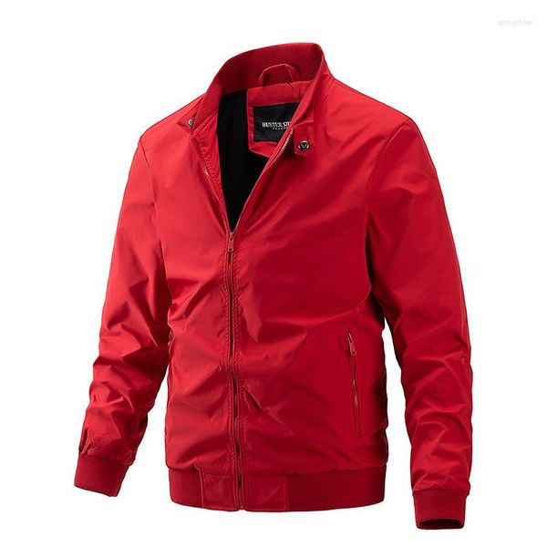 Jaquetas masculinas Jaqueta primavera e outono roupas casuais finas de beisebol moda casaco de carga vermelho roupas de comércio exterior