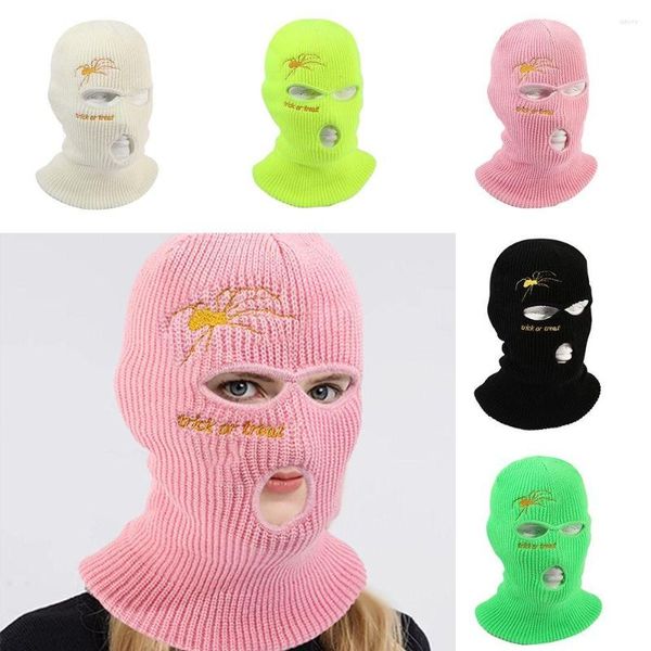 Beralar Nakış Örme Şapka Unisex Üç Delikli Kayak Maskesi Balaclava Hood Kayak