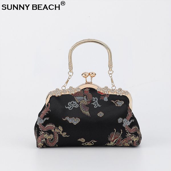 Borse da sera SUNNY BEACH Moda Borsa in seta stile cinese Borsa da donna Borsa a tracolla giapponese Ricamo Tote Cheongsam Frizione cosplay femminile 230731