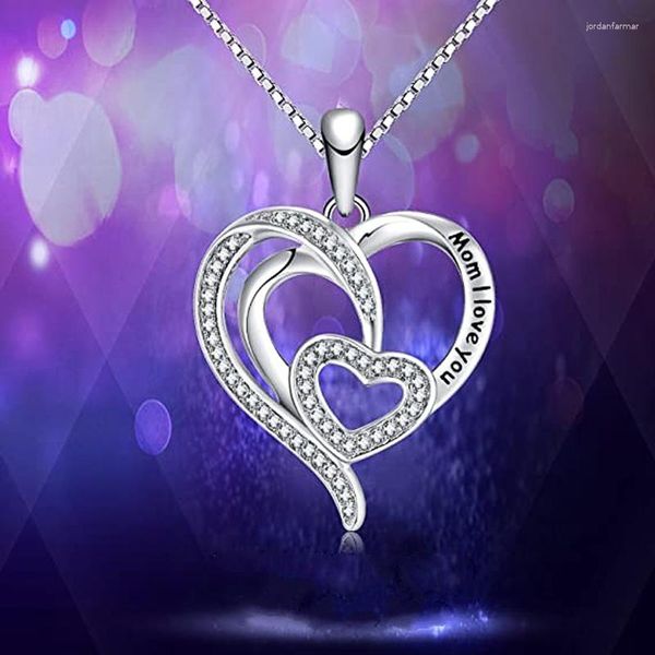 Anhänger Halsketten Huitan Ewigkeit Herz Halskette Für Mama Luxus Silber Farbe Jahrestag Geburtstag Liebe Geschenk Mode Frauen Schmuck