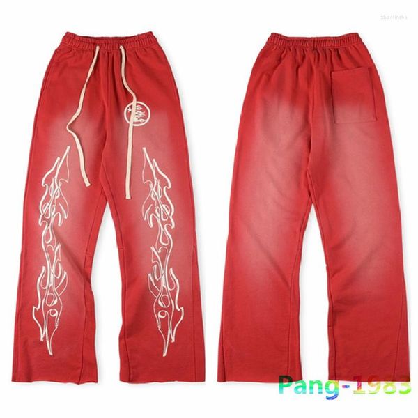 Pantaloni da uomo Hellstar Studios Red Flare Uomo Donna 1: 1 Pantaloni sportivi casual con pannello lavato di alta qualità