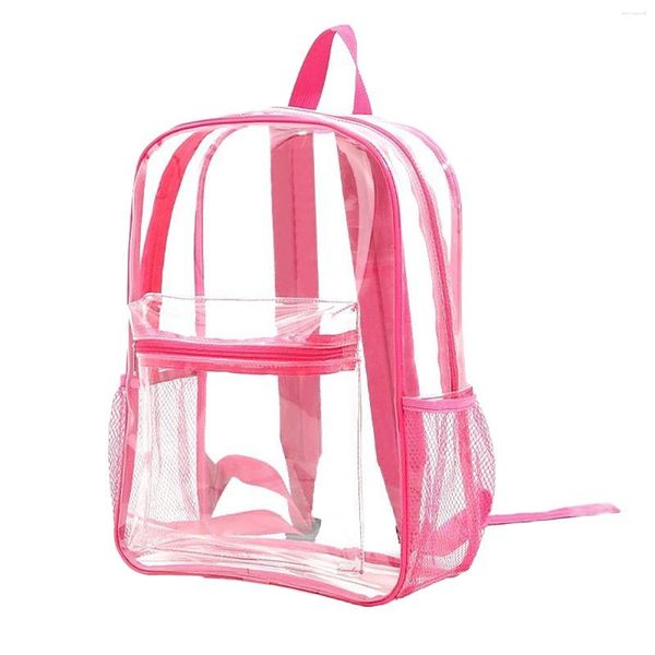 Sacos de armazenamento Mochila transparente Pvc Transparente Aprovado com alça reforçada Organizador de mochila escolar a vácuo