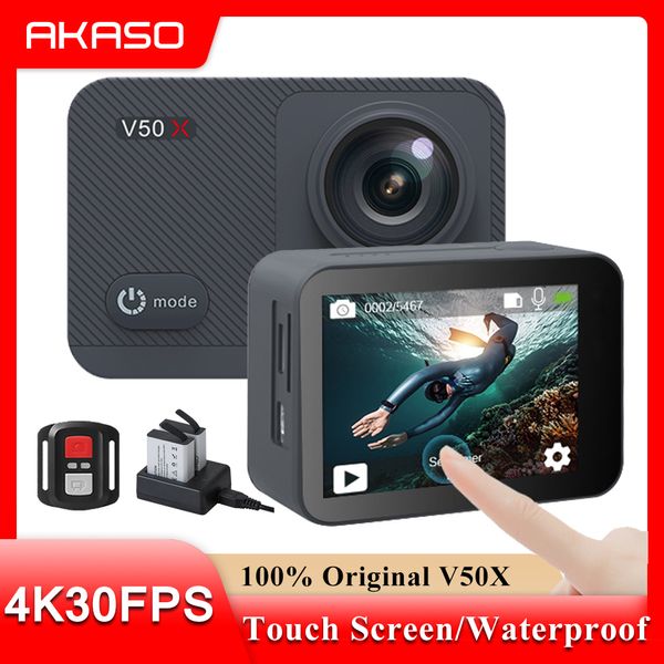 Spor Aksiyon Video Kameralar Akaso V50x WiFi Kamera Native 4K30FPS EIS Dokunmatik Ekran Ayarlanabilir Görünüm Açısı 131 Feet Su Geçirmez 230731