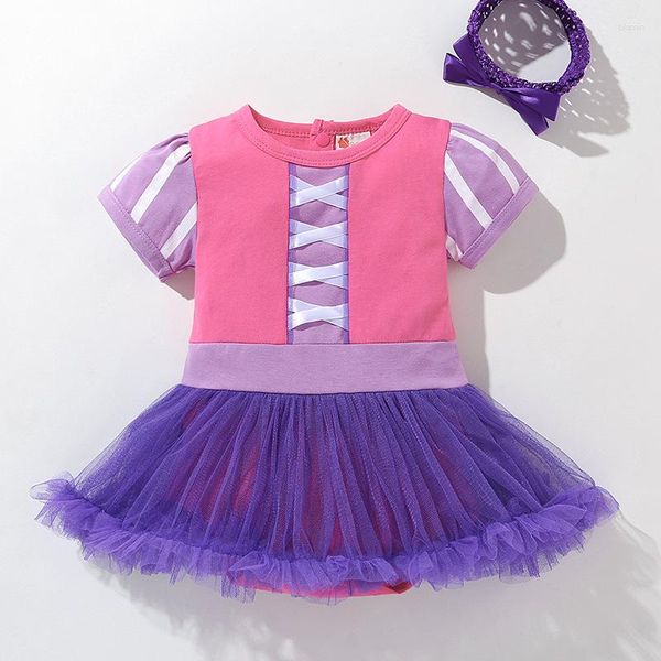 Giyim Setleri Bebek Kız Yaz Giysileri Doğdu Romper Mesh Prenses Elbise Saç Band 2pcs 2023 Toddler Güzel 0-18 m