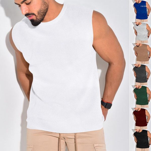 Camisetas masculinas sem mangas para verão camisola colete esportivo europeu e americano justo ajuste masculino