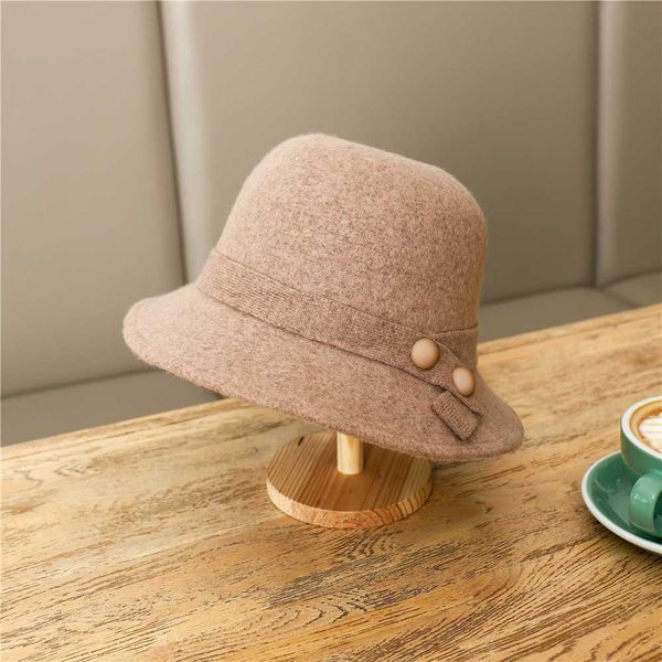 Chapéus de aba larga chapéus de balde novo pano de lã chapéu de bacia senhora outono/inverno moda lazer chapéu pescador viagem retro chapéu de feltro chapéu de sol elegante Y23