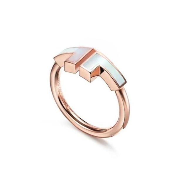 Hot T Family Branco Friillaria Anel duplo 925 Serling Silver Plaed 18K Gold Rose Gold Opening Incrusted With Diamond Half Rings Wedding Ring Designer Ring For Woman