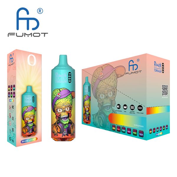 Оптовый торнадо 9000 одноразовый e Сигарет Оригинал Fumot Randm Tornado 9000 Puffs Vape Pen Rgb Light