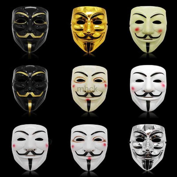 Maschere di partito V per Vendetta Maschere di Halloween Costume cosplay di film Festa di Natale Masquerade Mask Anonymous Guy Fawkes Magician Tool HKD230801