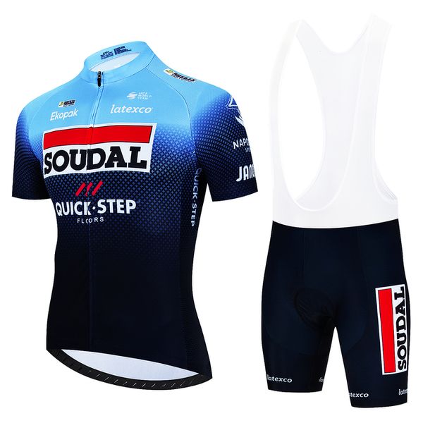 Conjuntos de camisas de ciclismo Quick Step verão manga curta respirável roupas de bicicleta MTB masculinas Maillot Ropa Ciclismo terno uniforme 230801