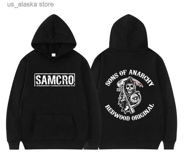 Мужские толстовки толстовок сыновей анархии Redwood Оригинальный Samcro Pritert Print Hoodie Мужчина Женская модная бренд дизайн толстовки мужская топа