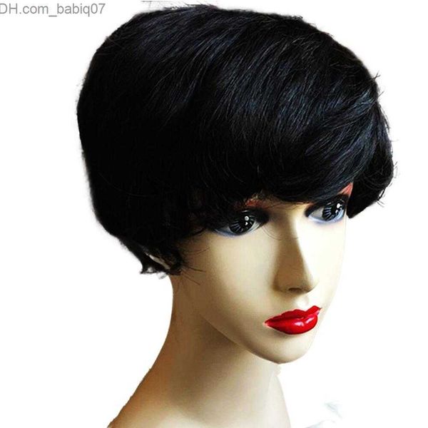 Parrucche sintetiche Pixie Cut Frontale in pizzo Parrucche diritte per capelli umani corte con capelli da bambino Parrucca da donna brasiliana stile africano per donne nere Z230801