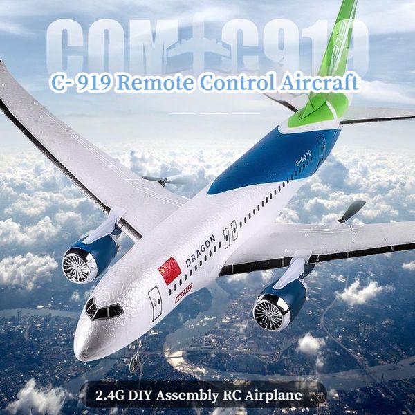 Aeronave Modle 3 Channel RC Airplane C919 Remote Control Foam Simulation Airliner Aerobatic Asa fixa DIY Assembly Model Airplanes Boy Toy 230801