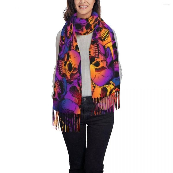 Sciarpe Sciarpa da donna Inverno Teschi luminosi Sottile Mantello caldo Avvolge Bandana femminile Pashmina Nappa lunga