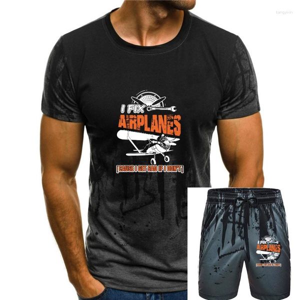 Herren-Trainingsanzüge, Herren-T-Shirt, Flugzeugmechaniker, ich repariere Flugzeuge, Damen-T-Shirt