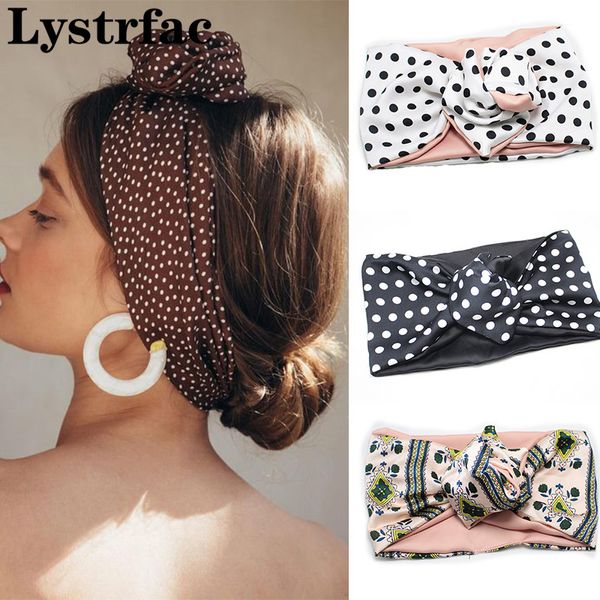 Headwear Acessórios de Cabelo Lystrfac Vintage Dot Printing Tiara Feminina Turbante Bandana Faixa de Arame Ajustável Multiuso Touca 230801