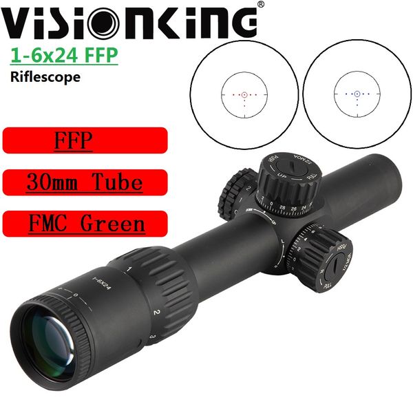 Visionking 1-6x24 ffp a lungo raggio di illuminazione redgreen Riflescope fmc largo campo di vista blocco torretta .223 .308 cecchino ottico