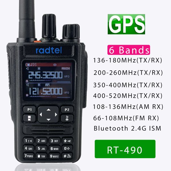 Walkie Talkie Radtel RT 490 GPS Blutooth APP Amateur Ham Two Way Radio 256CH Air Band USB C VOX SOS LCD Scanner Aviation 230731