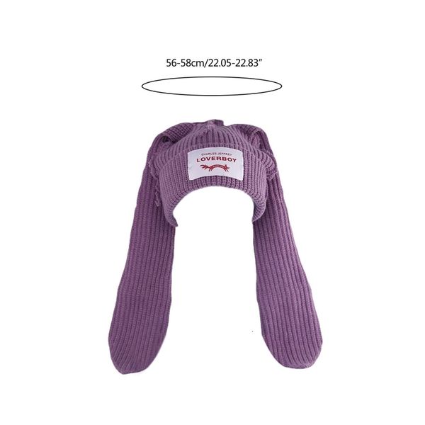 Breite Krempe Hüte Eimer Skullies Beanie Lange Ohr Hut Häkeln Gestrickte Nette Hase Kaninchen Ohren Für Frauen Winter Warme Kappen R7RF 230801