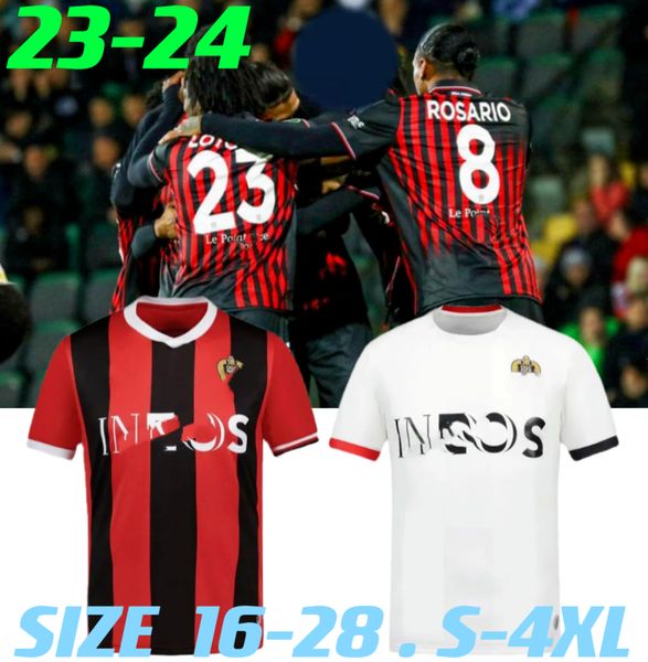 2023 2024 OGC Nice Soccer Jersys Monaco в качестве дома в гостях S.Diop 10 T.Moffi Bard Lotomba 22 23 24 футбольные рубашки Джерси Бен Йедер 10 Головин Фофана Диатта Размер S-4XL