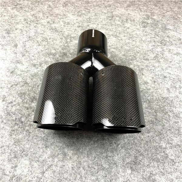 1 Stück Vollkarbonfaser glänzend schwarz Edelstahl-Auspuffrohre Auto Universal Akrapovic Auto Dual Tips271a