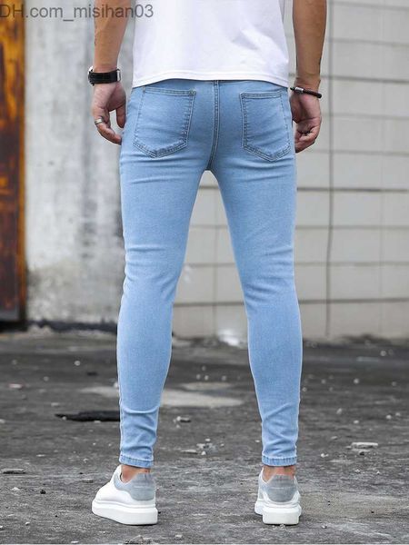 Pantaloni da uomo Nuovi jeans elastici stretti da uomo Designer da uomo Pantaloni a matita denim graffiati elastici Jeans Street Costume Sky Blue Fashion Jeans Z230801