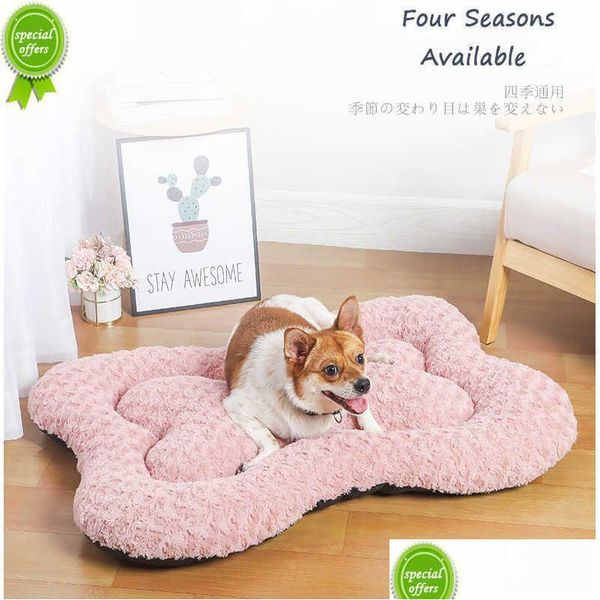 Camas para gatos Móveis Estilo Cama para cachorro Roseta Osso Espesso Super macio Almofada para animais de estimação Pelúcia Grande Pequeno Tapete Acessórios para produtos Drop Delivery Hom Dhxza