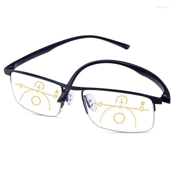 Sonnenbrille Progressive Multifokale Lesebrille Männer Frauen Vergrößern Presbyopie Sehen Weit Und Nah Anti-Blue Ray Tr90 Halbrahmen