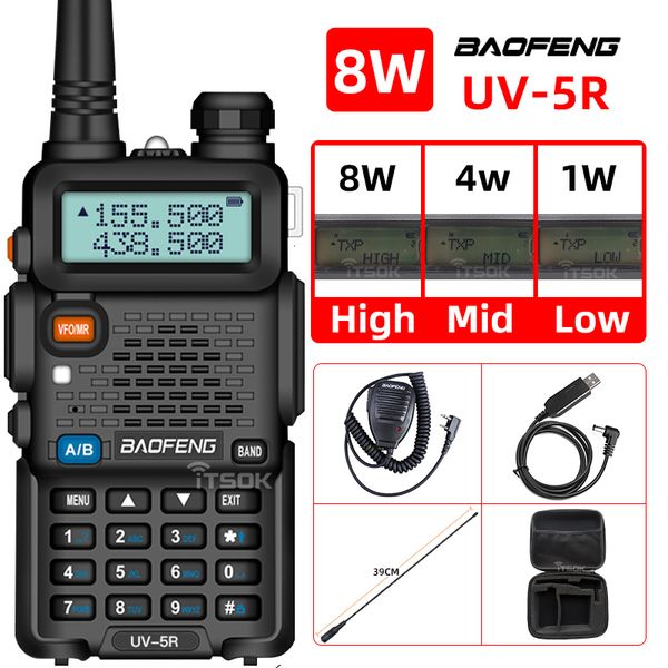 Walkie Talkie Baofeng uv 5r walkie talkie rádio amador comunicador Banda dupla de longo alcance Estações amadoras portáteis de duas vias FM Transceptor 230731