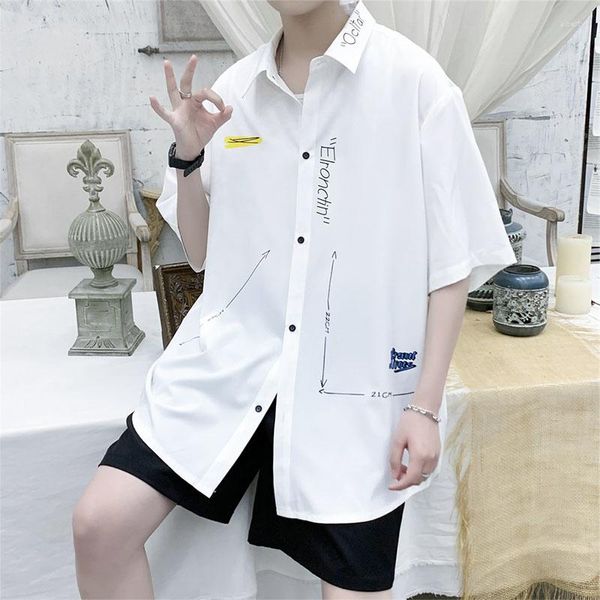 Camicie casual da uomo Summer Simple Ice Silk Pure S Color Loose Short Youth Trend Leisure Sleeve Camicia bianca Drop