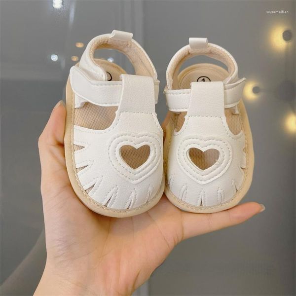 Sandálias First Walkers Summer Infants Baby 0-1 anos 5-15 meses Soft Bottom Princess Respirável Infantil Sapatos Antiderrapantes Sem Deslizamento no Salto