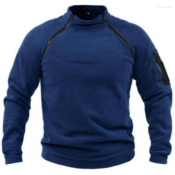 Jaquetas masculinas suéter solto cor sólida ao ar livre quente respirável táticas
