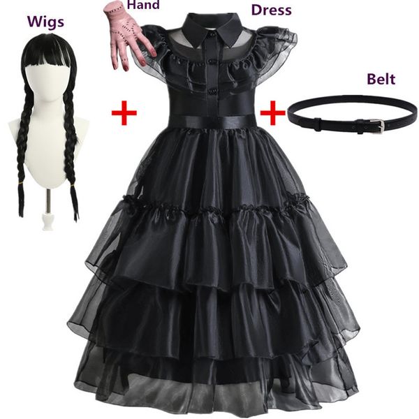 Cosplay Movie Wednesday Costume for Girls 4-10 Years Gothic Winds Wednesday Cosplay Costume for Kids Halloween Carnival Party Dress 230731