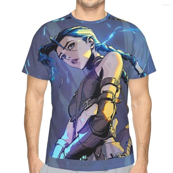 Erkek Tişörtleri Jinx Cool Polyester Tshirts Arcane League of Legends TV TV Erkek Harajuku Üstler İnce Gömlek Yuvarlak Boyun