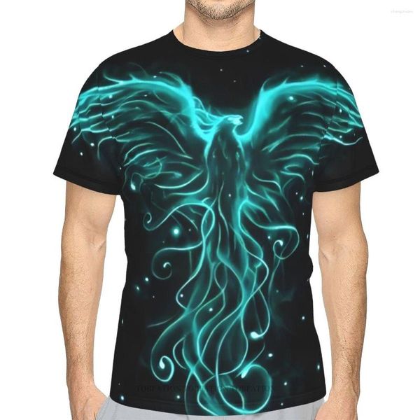 Camisetas masculinas Dark Phoenix Summer Mens Street Arts Impresso em 3D Oversized Polyester Tshirt Secagem rápida manga curta roupas respiráveis