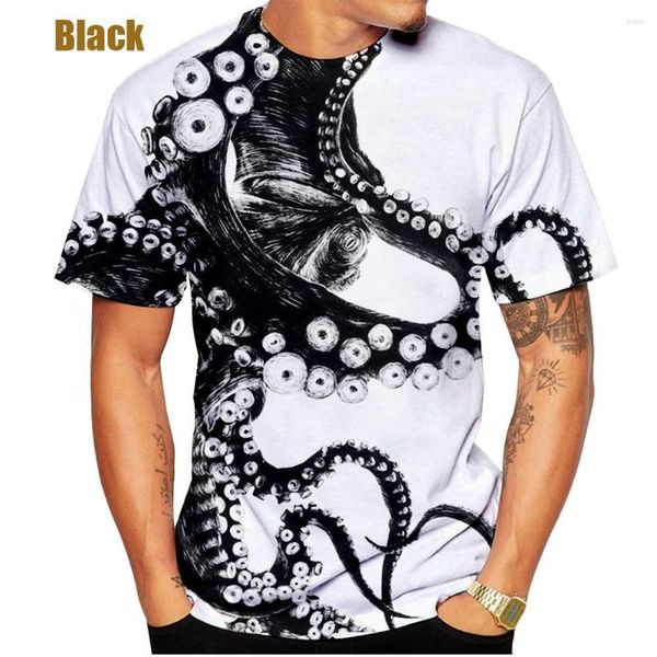 Erkek Tişörtleri 2023 S 3D Tentacles Baskılı T-Shirt Yaratıcı Deniz Canavar Gömlek Erkekler/Kadınlar Serin Sıradan Tees