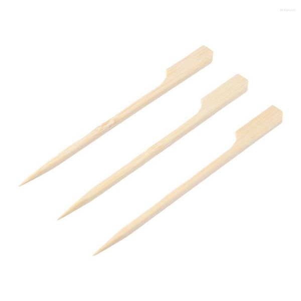 Stoviglie usa e getta 300PCS Spiedini di bambù da 4,7 pollici Mini stuzzicadenti in legno Accessori per salumi Paddle Wood Picks Barbecue