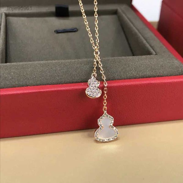 Designer-Schmuck-Anhänger-Halskette, klassischer Stahl, Diamanten, Flaschenkürbis-Anhänger-Halsketten, 18 Karat vergoldet, für Frauen, Glück, hohe Qualität