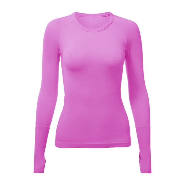 lu824 Camicia Swift da donna Yoga Manica lunga Tinta unita Sport Modellatura Vita attillata Camicie fitness Abbigliamento sportivo lululy lemenly Top donna